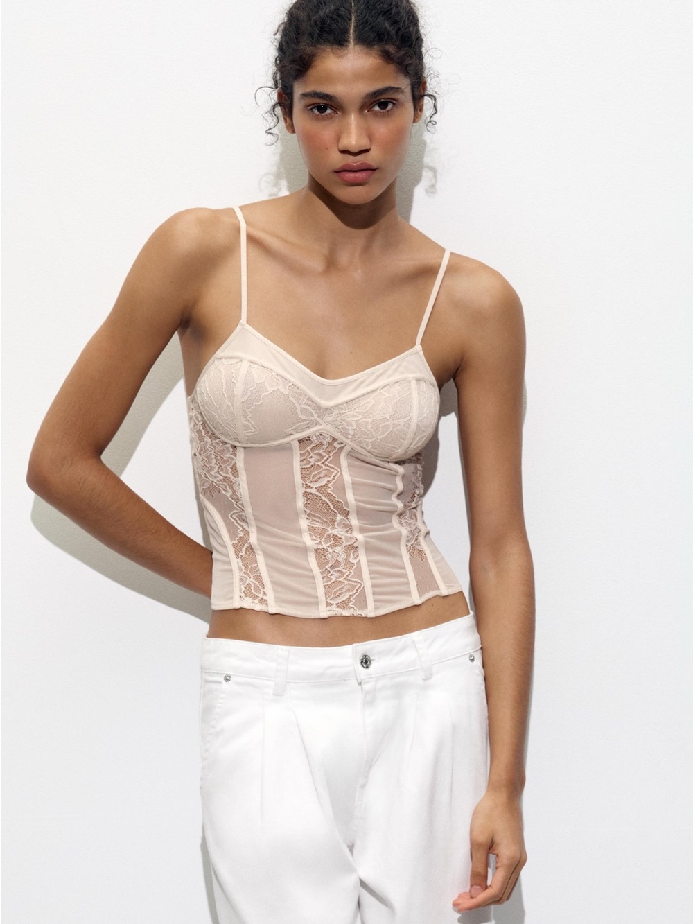 ZARA Lace Bustier Cami - Cream
